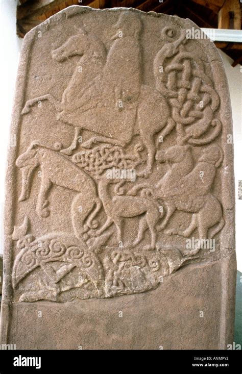 Carved Pictish Stone in The Meigle Museum east of Blairgowrie Stock Photo - Alamy