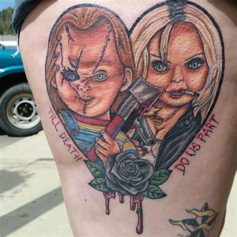 Chucky and Tiffany tattoo I custom designed | Chucky tattoo, Tiffany tattoo, Creepy tattoos