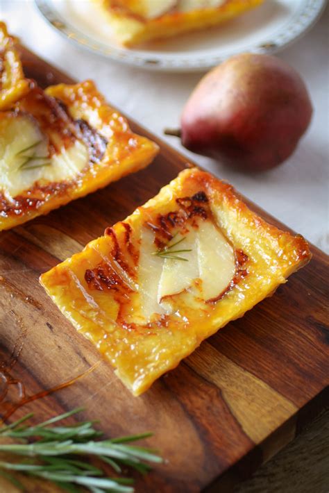 Upside-Down Pear Puff Pastry Tarts