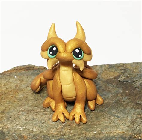 Miniature Gold Dragon | Gold and Light Gold Dragonling | Mini Dragon Figurine | Gold Dragon ...