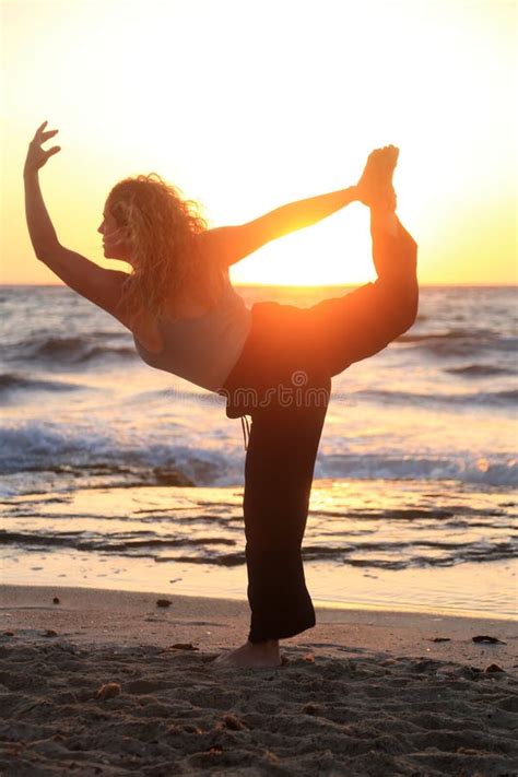 Woman Meditation and Yoga Poses in the Beach Stock Photo - Image of ...