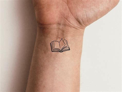 Small Book Outline Temporary Tattoo - Etsy