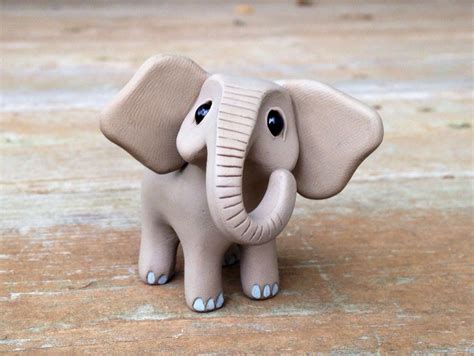Elephant: Handmade miniature polymer clay animal figure | Polymer clay animals, Polymer clay ...