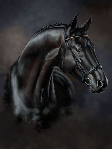 Realistic portrait: Black horse by Koekeldoedeltje on DeviantArt | Black horse, Horses, Portrait