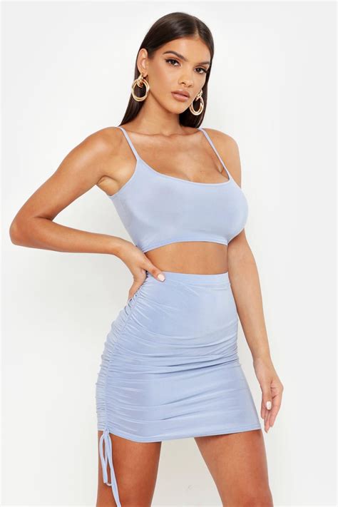 Slinky Camisole And Ruche Mini Skirt Two-Piece | Mini skirts, Fashion, Cute casual outfits