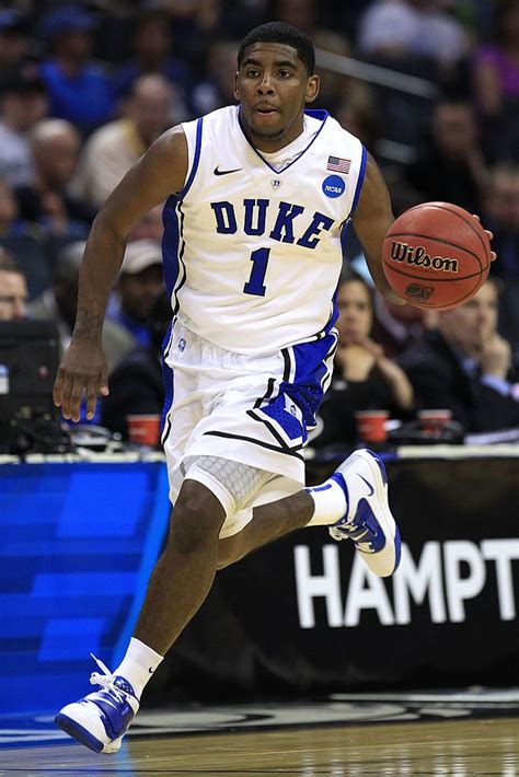 Kyrie Irving of the Duke Blue Devils moves the ball in the second ...