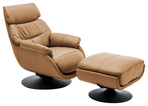 Calcutta Modern Top Grain Leather Ergonomic Rocking Chair & Ottoman Set ...