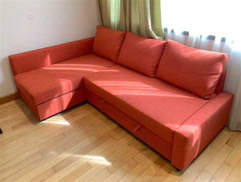 IKEA FRIHETEN corner sofa-bed with storage, dark orange, Furniture & Home Living, Furniture ...