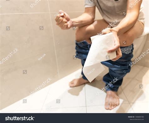 Close Man Sitting Toilet Feeling Unhappy Stock Photo 1388889785 | Shutterstock