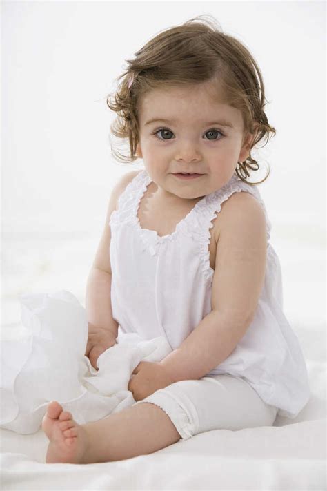 Baby girl smiling, portrait stock photo