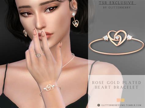 GlitterberrySims Custom Content — I absolutely adored this rose gold heart earring...