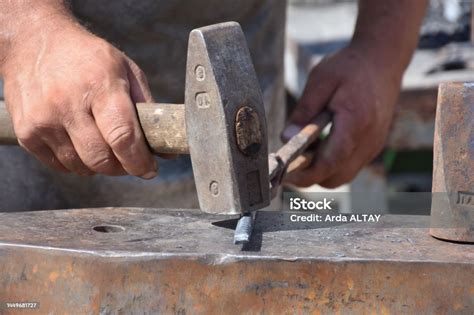 Blacksmith Forged Ironsmith Traditional Hammer Beating Stock Photo - Download Image Now - iStock