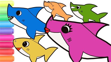 How to draw Baby Shark Family | Baby Shark for Kids, Toddlers| Drawing &... | Toddler drawing ...