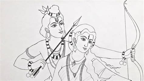 Lord Shree Ram Drawing | Easy Pencil Drawing of Lord Ram Sita | Easy Pencil Drawing for ...