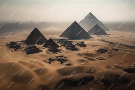 Premium Photo | The pyramids of giza are seen from a helicopter.