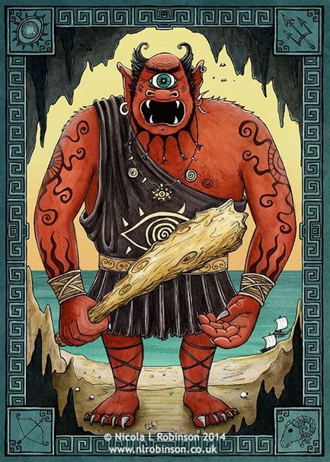 Nicola L Robinson Illustration for Greek Mythology Polyphemus the Cyclops | Greek myths, Greek ...