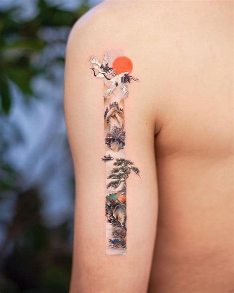 Rectangular Tattoos Reveal Body Art Inspired by Chinese Paintings