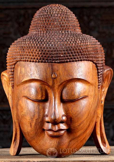 SOLD Wood Buddha Face Wall Hanging Hand Carved from One Piece of Suar Wood in Bali 24" (#119BW27 ...
