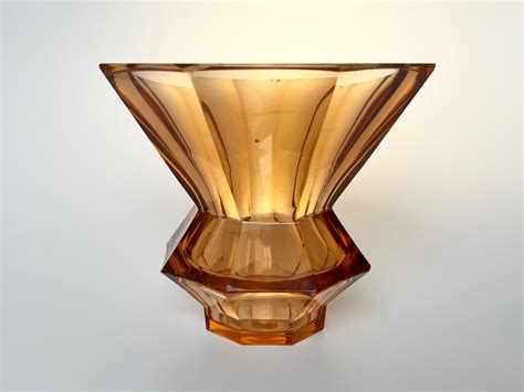 MOSER Hoffman Faceted Art Glass Crystal Vase Art Deco Geometric Cubism ...