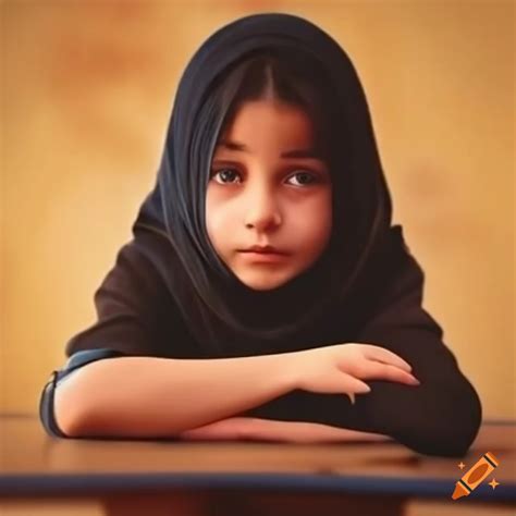Afghan girl at school on Craiyon