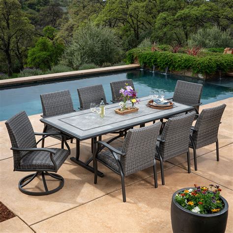 SunVilla Indigo 9 Piece Woven Dining Patio Set + Cover | Costco UK