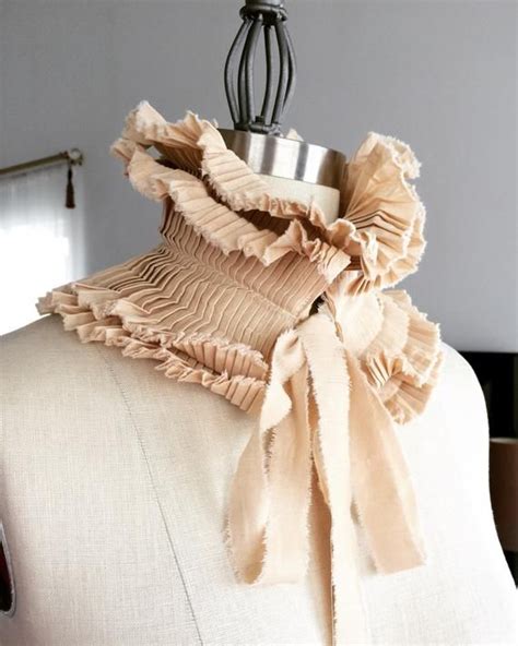 Beige Neck ruff/Hand made collar/Pleated Collar/Detachable Ruffle ...