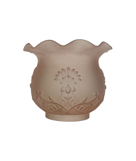 Pink Oil Lamp Shade with Embossed Floral Pattern and 100mm Base