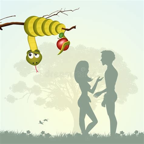 Silhouette of Adam and Eve on the Fig Leaf Stock Illustration ...