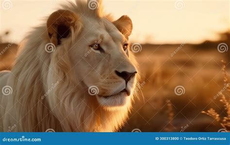 Lion in the African Savannah Stock Illustration - Illustration of ...