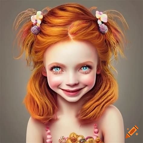 Colorful illustration of cute ginger-haired girls