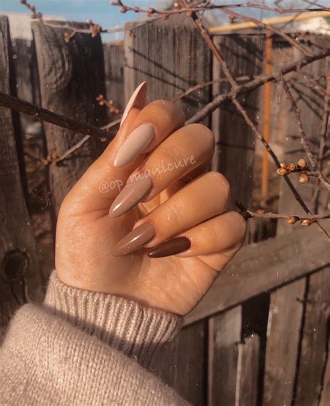 Nails design | Brown acrylic nails, Beige nails, Brown nails design