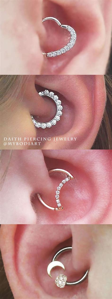 Top Daith Ear Piercing Jewelry Ideas - www.MyBodiArt.com | Daith ear piercing, Cute ear ...