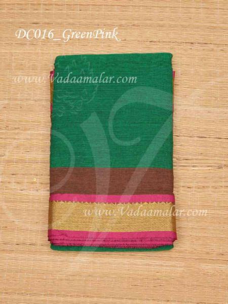 Green with Pink Odissi Dance Practice Saree Pure Cotton 6 Meters