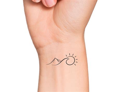 Mountain Sun Wave Temporary Tattoo - Etsy Australia