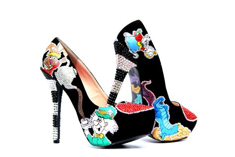 Alice in Wonderland Heels hand painted with Swarovski Crystals on Storenvy