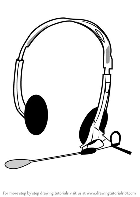 Learn How to Draw Headphones with Microphone (Musical Instruments) Step by Step : Drawing Tutorials