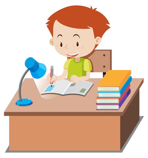 Boy Doing Homework Clipart — Homework Clip Art - Royalty Free