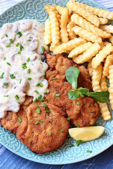 Chicken Schnitzel with Mushroom Sauce - Chili to Choc