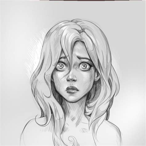 Embarrassed sketch, Anna Anikeyka | Scared face drawing, Sketches, Face drawing reference