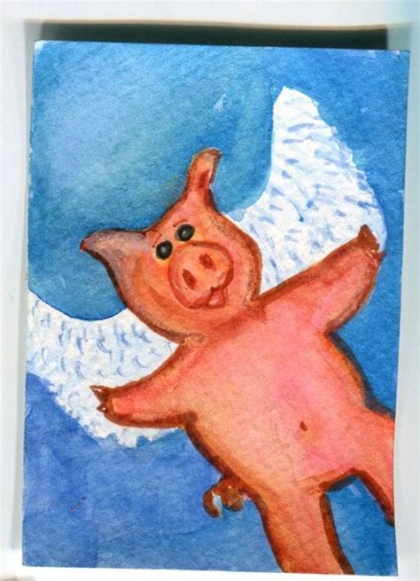 Flying Pig watercolor Original Painting when by SharonFosterArt, $7.70 | Flying pigs art, Flying ...