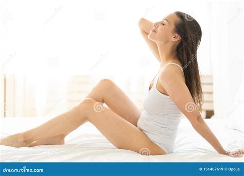 Lovely Woman Posing in a Bedroom Stock Image - Image of beautiful, girl ...