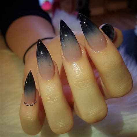 clear to grey to black ombre nails - Google Search | Witchy nails, Stiletto nails designs ...