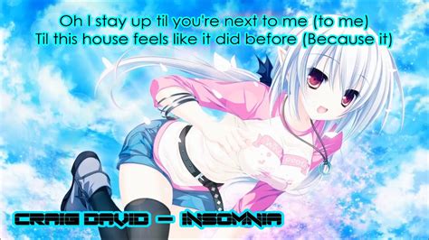 [Nightcore] Craig David - Insomnia {LYRICS} - YouTube