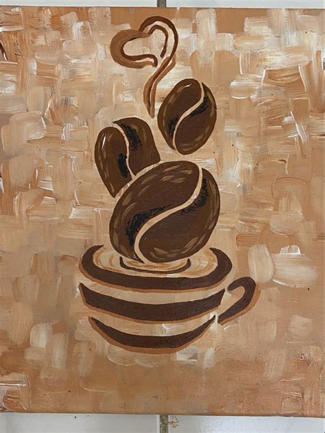 Coffee Bean Acrylic paint | Coffee art drawing, Coffee painting canvas, Coffee art painting