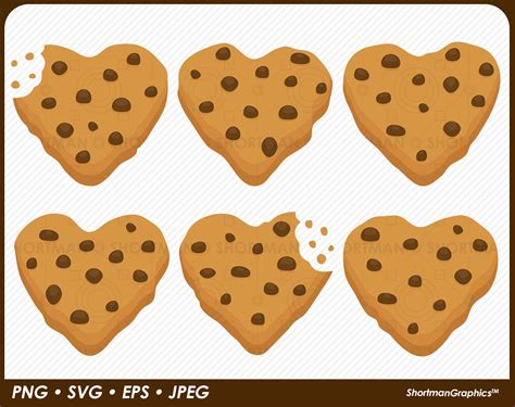 Heart Cookie Clipart Chocolate chip SVG PNG | Etsy