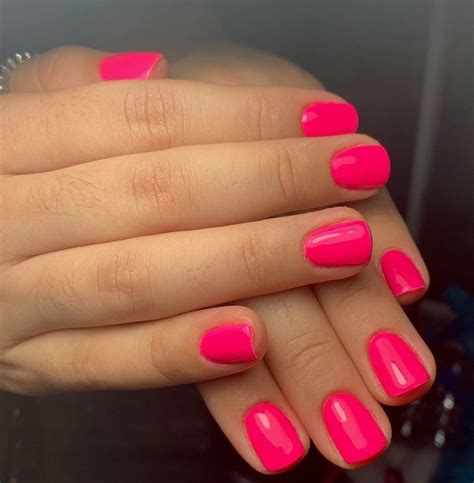 Neon pink | Bright pink nails, Powder nails, Dipped nails