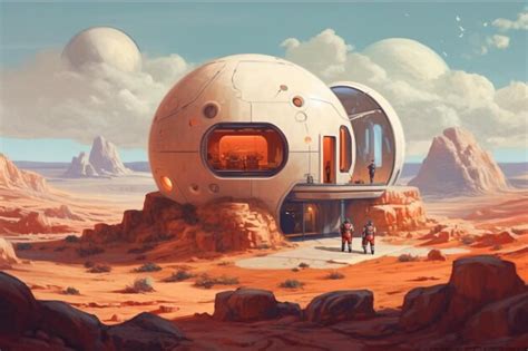 Premium AI Image | mars colonization base space habitat