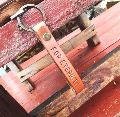 Personalized Leather Keychain Monogram Key Fob Leather