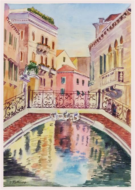 Bridge In Venice No 24 Watercolor By Natalia Kavolina | absolutearts.com