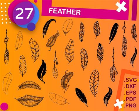 Feathers SVG, Feather Clipart, cricut, Feather silhouette files, Feathers, commercial use, Boho ...